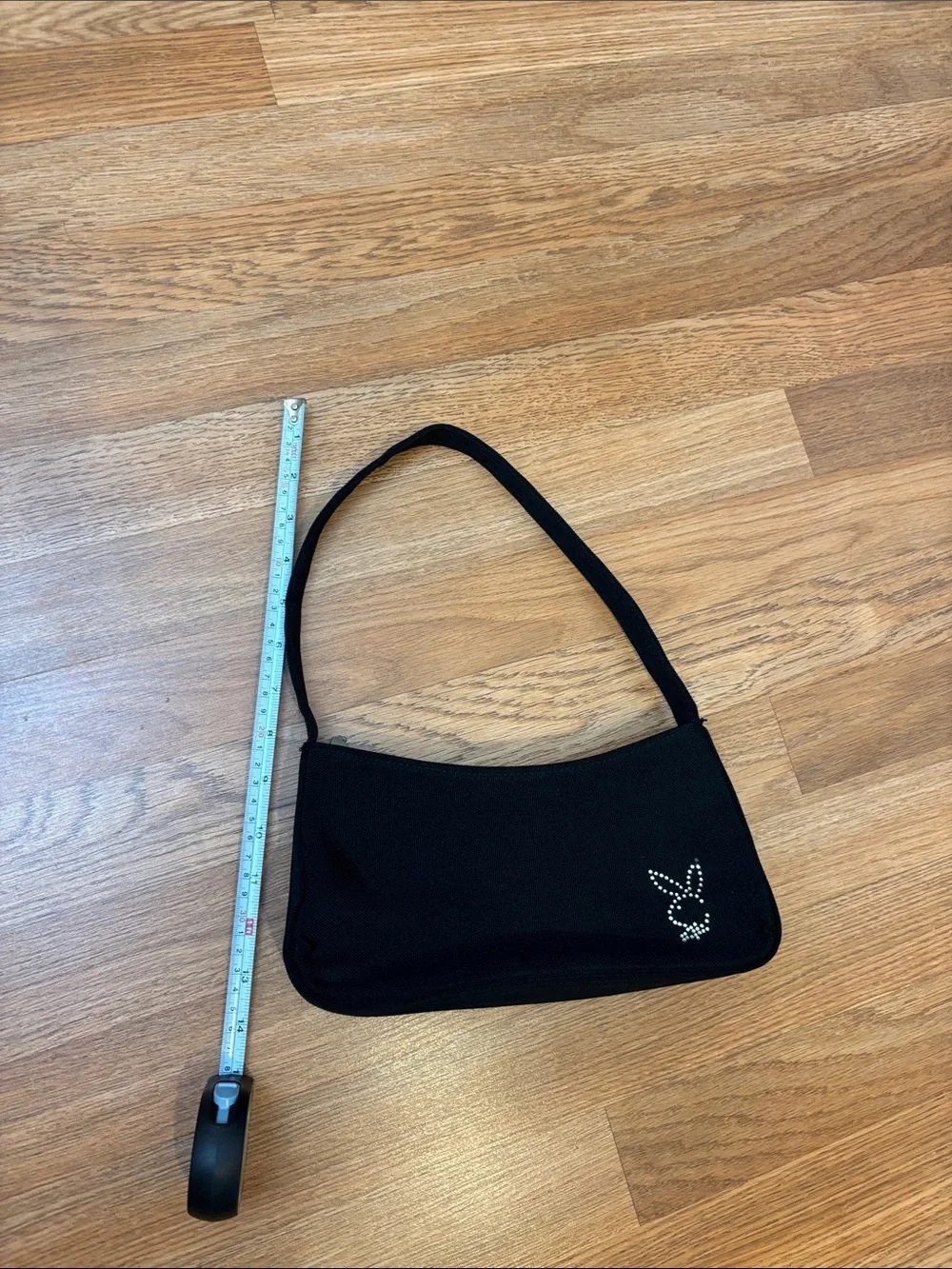 Vintage Y2K Playboy Black Hand Bag with Crystal Bunny Accent. - Picture 16 of 17